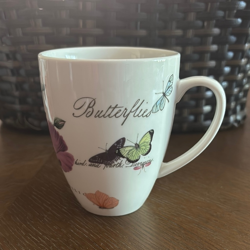 Butterflies Ceramic Mug - White with Multicolor Design